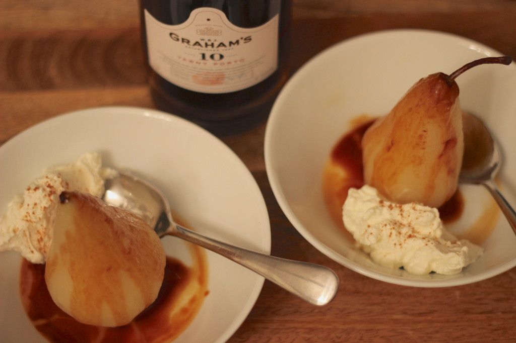 Cinnamon Poached Pears with Caramel & Tawny Port | Wander & Wine