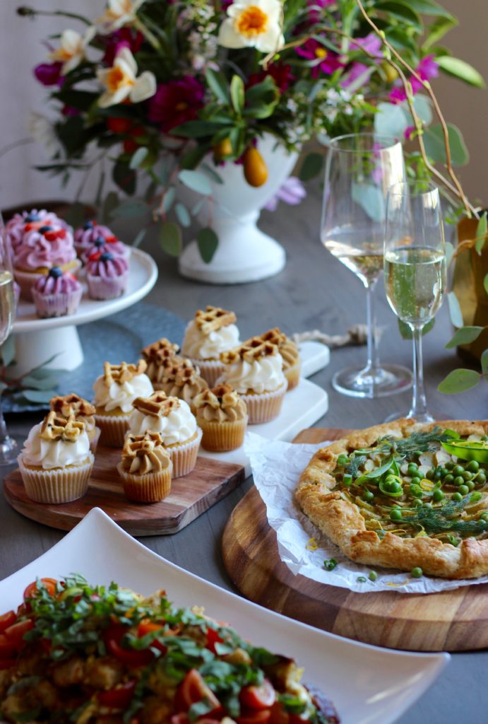 a spring brunch party with wine pairings