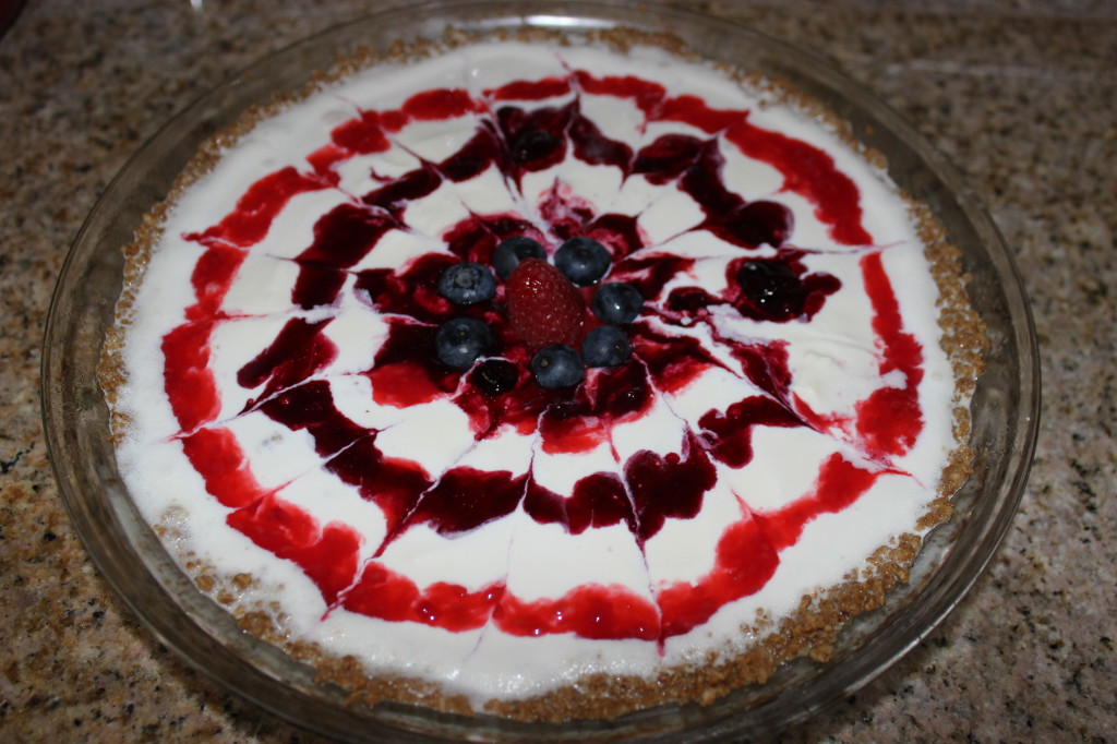 Red, White, and Blueberry Ice Cream Pie with Granola Crust